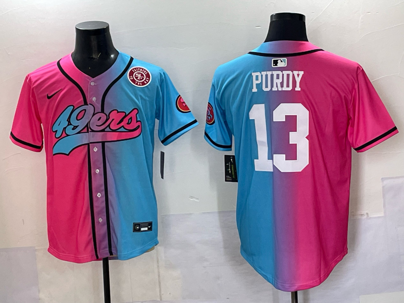 Men San Francisco 49ers #13 Purdy Blue pink Nike Limited NFL 2025 Jersey 002->san francisco 49ers->NFL Jersey